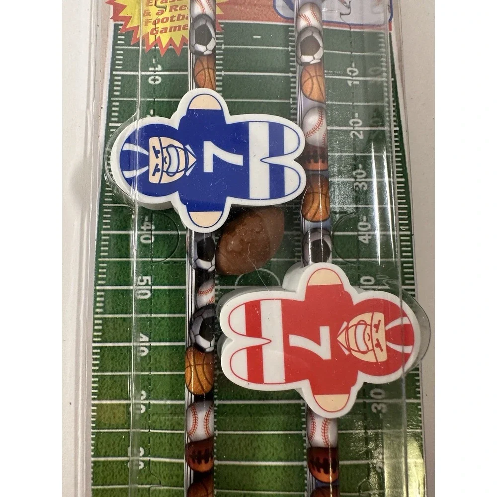 Football Pencil Set Buildable Field Packaging & Ball Eraser Fun Desk Game Gift